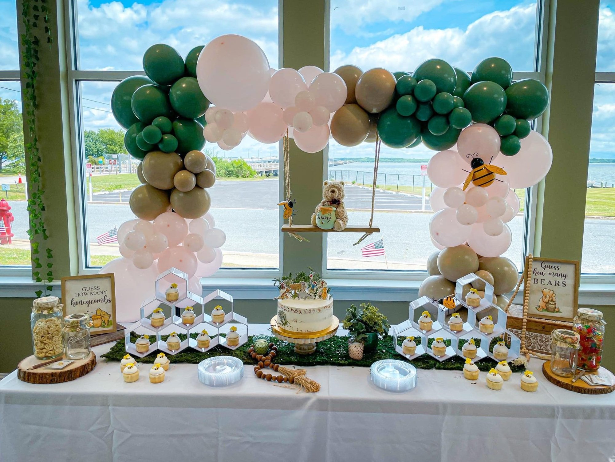 Winnie the Pooh Baby Shower Cake + Cupcakes