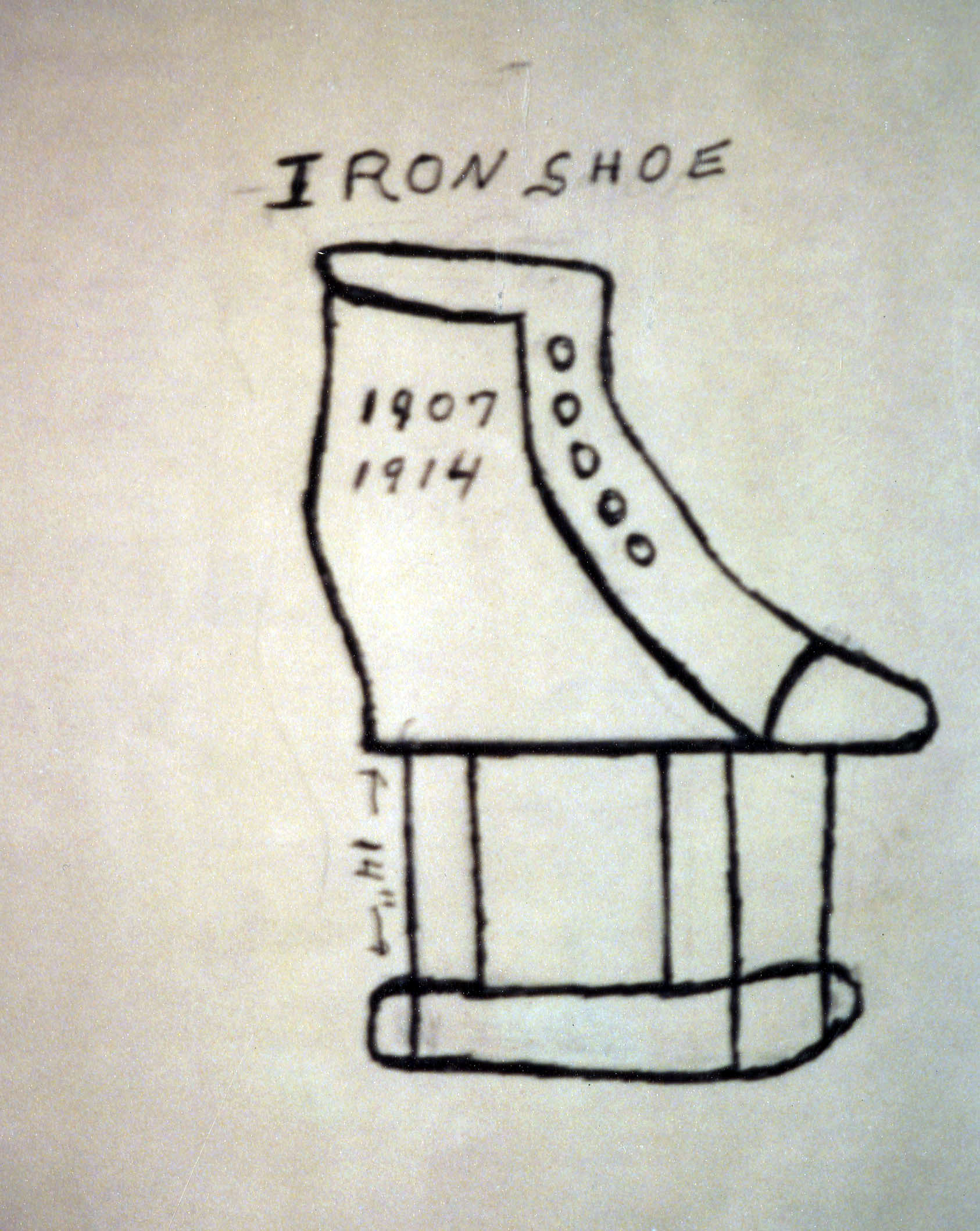 A drawing of Dr. Sindecuse's iron shoe