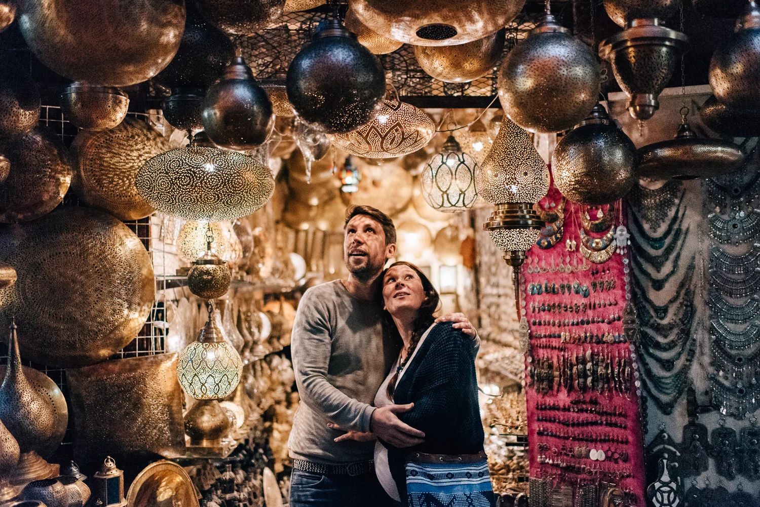 A couples session in the Medina of Marrakech in Morocco. Morocco wedding photographer.