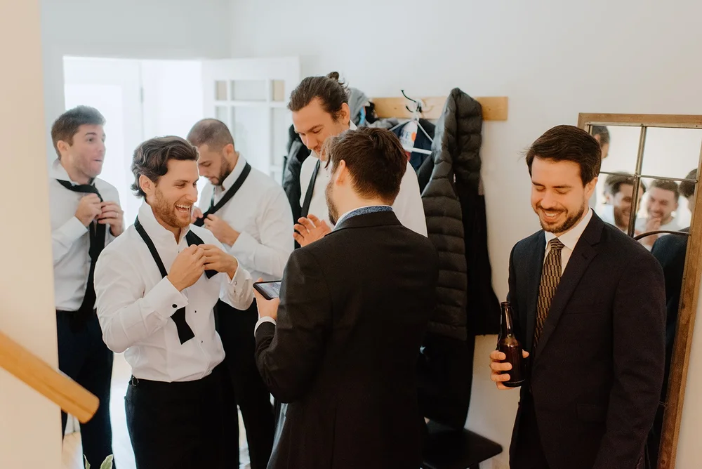 STORYS Building Wedding in Toronto Robyn and Tyler – Groom with Groomsmen