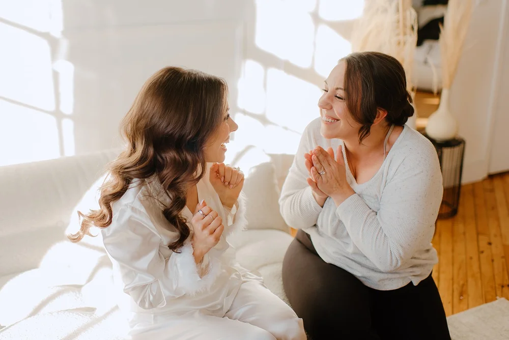 STORYSBuilding Wedding in Toronto Robyn and Tyler – Bride and Bridesmaids Smiling Together