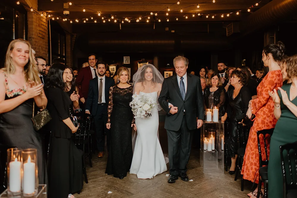 STORYS Building Wedding in Toronto Robyn and Tyler – Bride walking down the aisle