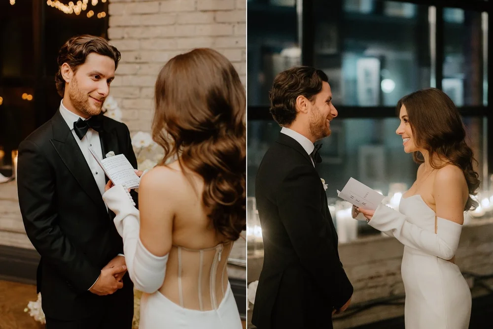 STORYS Building Wedding in Toronto Robyn and Tyler – Bride and groom exchanging intimate vows privately