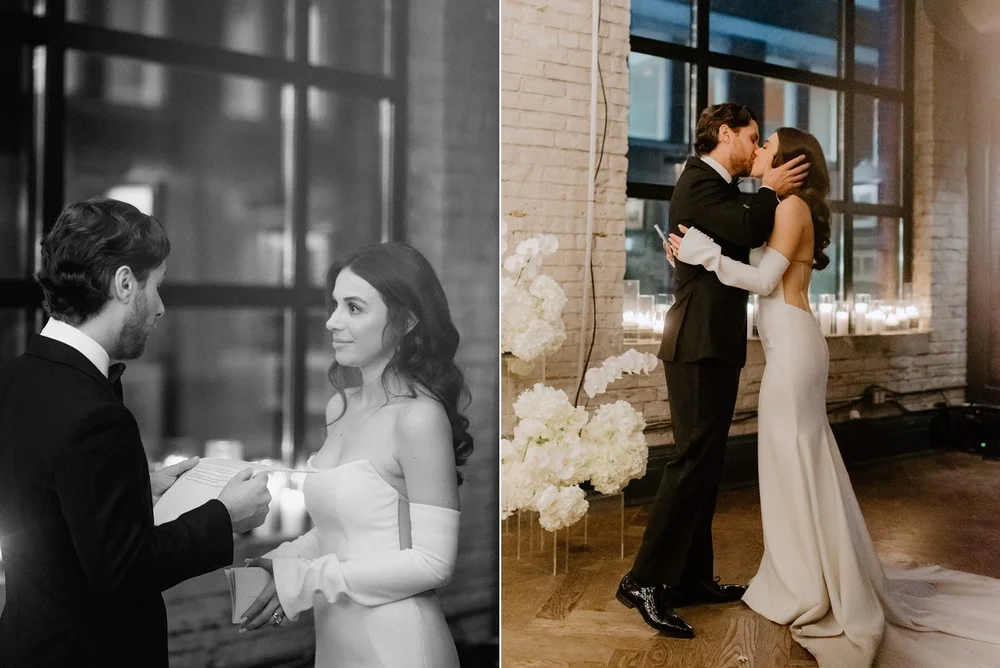 STORYS Building Wedding in Toronto Robyn and Tyler – Bride and groom in a quiet, intimate vow exchange