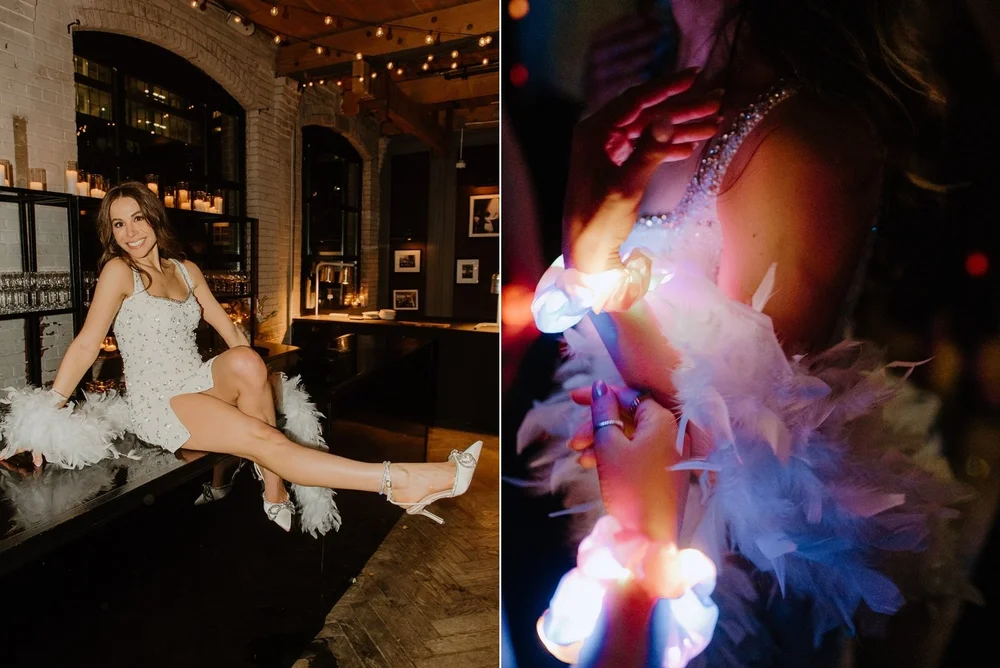 STORYS Building Wedding in Toronto Robyn and Tyler – Bride in a Chic Party Outfit