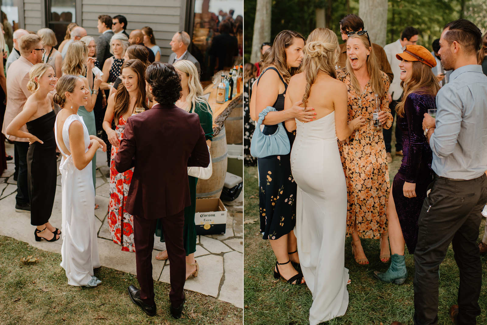 Family Home Kingston Wedding of Vanessa and Liz – brides preparing to enter the wedding reception, excited and radiant