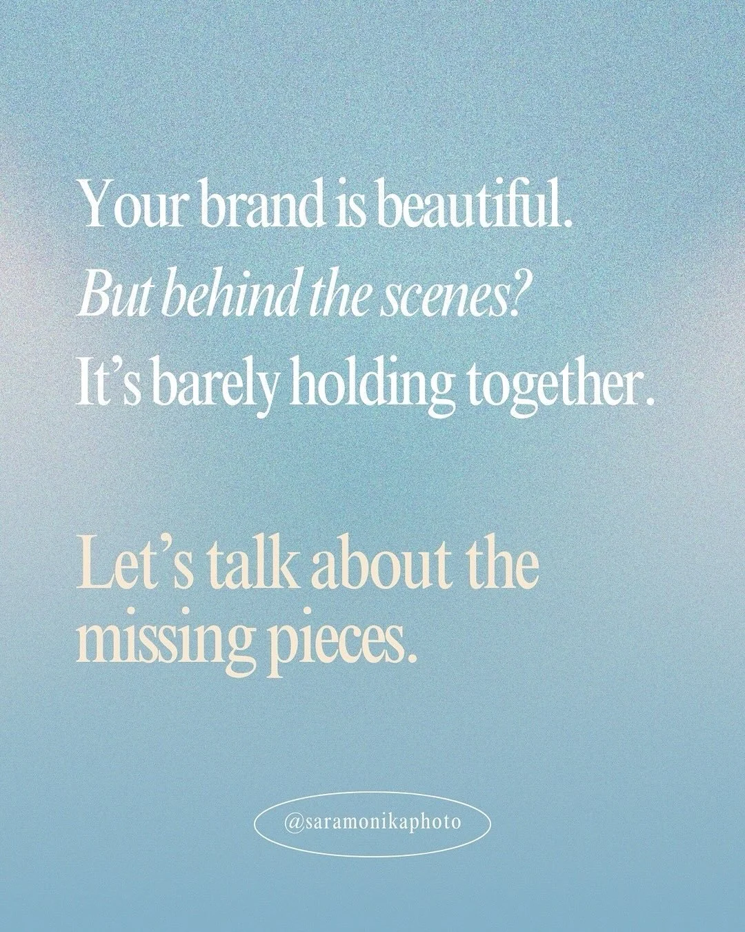 Your brand is beautiful ✨
But behind the scenes?
It&rsquo;s held together by duct tape, editing marathons, and late-night hustle..
⠀⠀⠀⠀⠀⠀⠀⠀⠀
No one talks about what it really takes to hold a photography brand together.
And it&rsquo;s not more presets