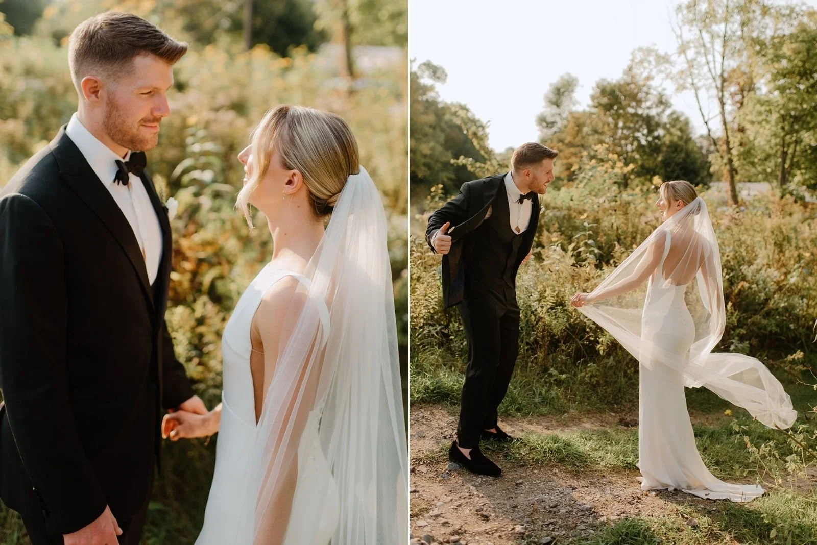 Joyful Bayview Wildwood Wedding – A candid moment of the bride and groom laughing.