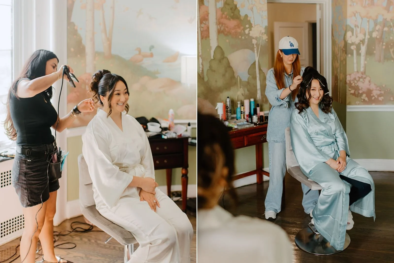 Eaton Hall Wedding in King City | Benita + Allen – Benita getting her makeup done in a bright bridal suite at Eaton Hall.