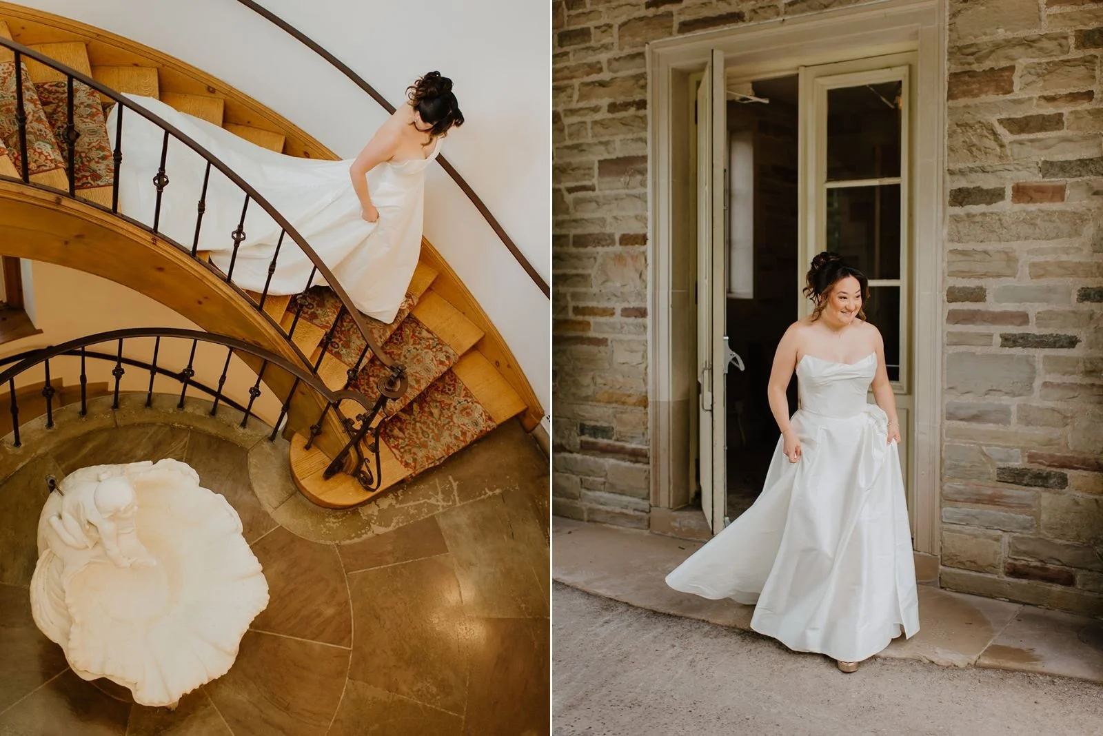 Eaton Hall Wedding in King City | Benita + Allen – First look between Benita and Allen on the lush grounds of Eaton Hall.