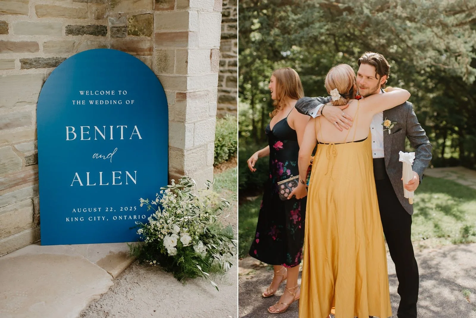 Eaton Hall Wedding in King City | Benita + Allen – Wedding venue detail featuring citrus-inspired yellow and blue decor.