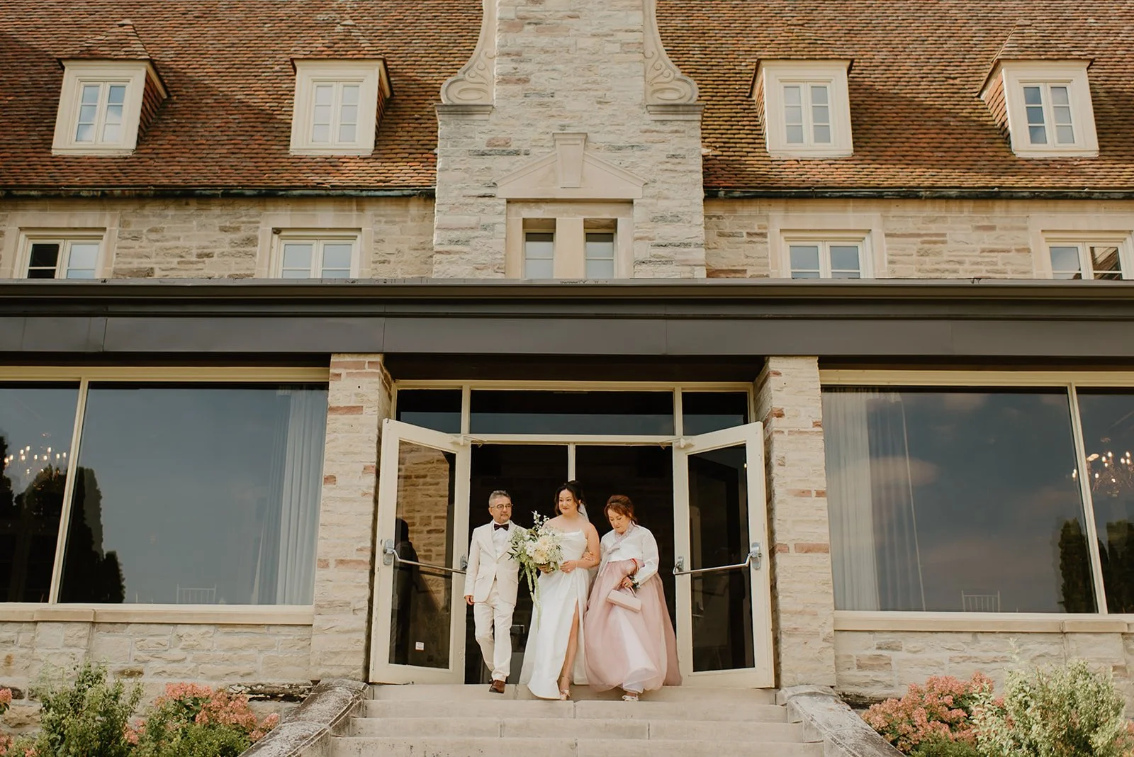 Eaton Hall Wedding in King City | Benita + Allen – Allen watching Benita walk down the aisle with her father.