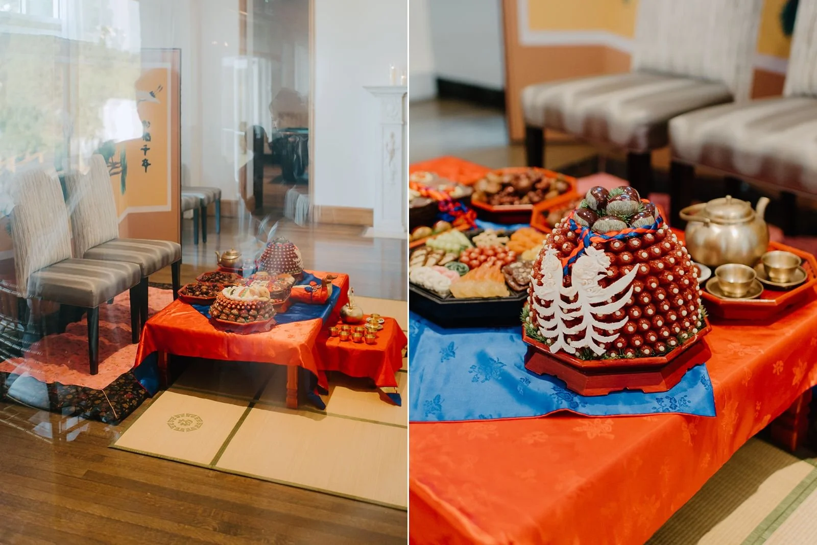 Eaton Hall Wedding in King City | Benita + Allen – Transition to the traditional Korean wedding ceremony with vibrant attire.