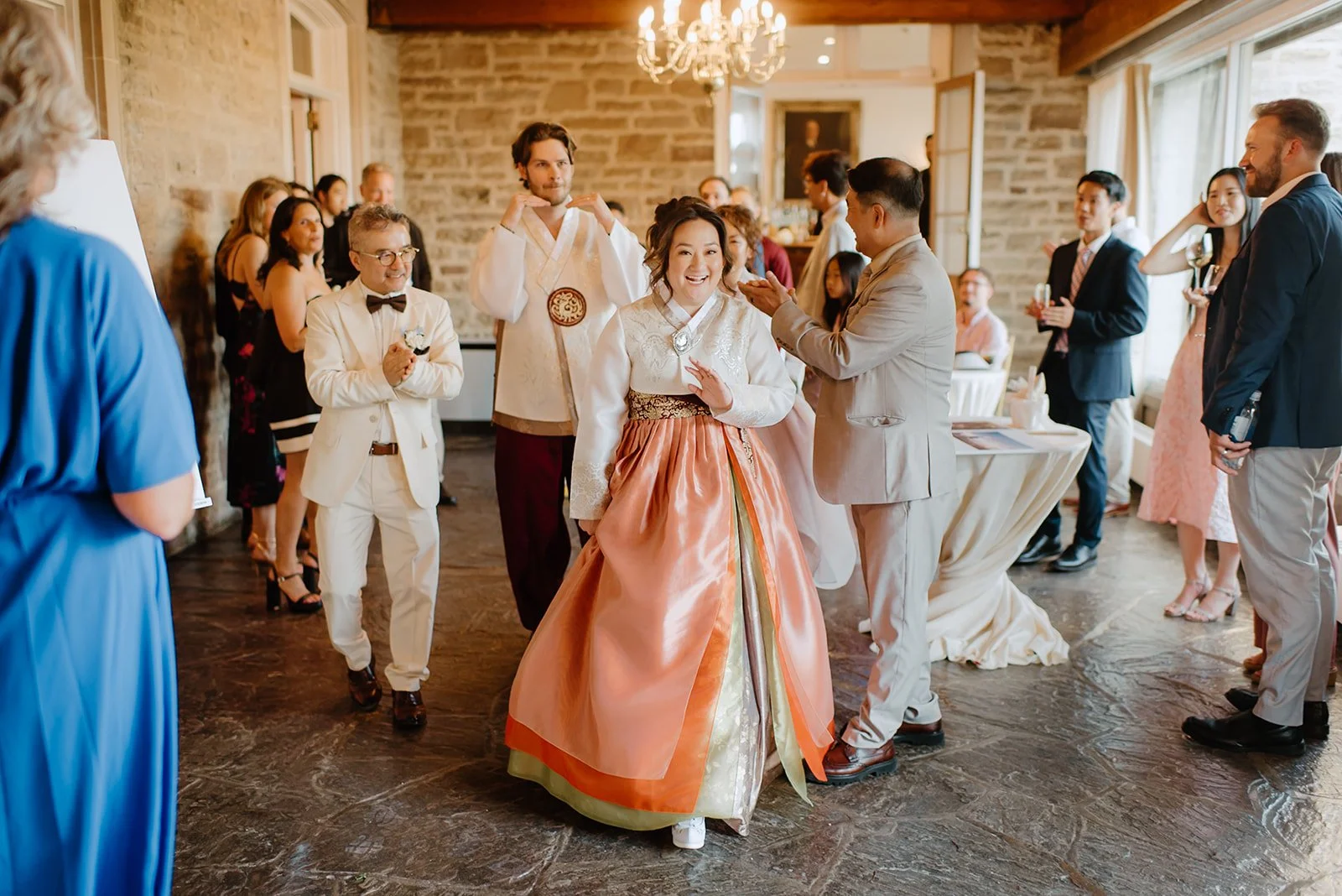 Eaton Hall Wedding in King City | Benita + Allen – Transition to the traditional Korean wedding ceremony with vibrant attire.
