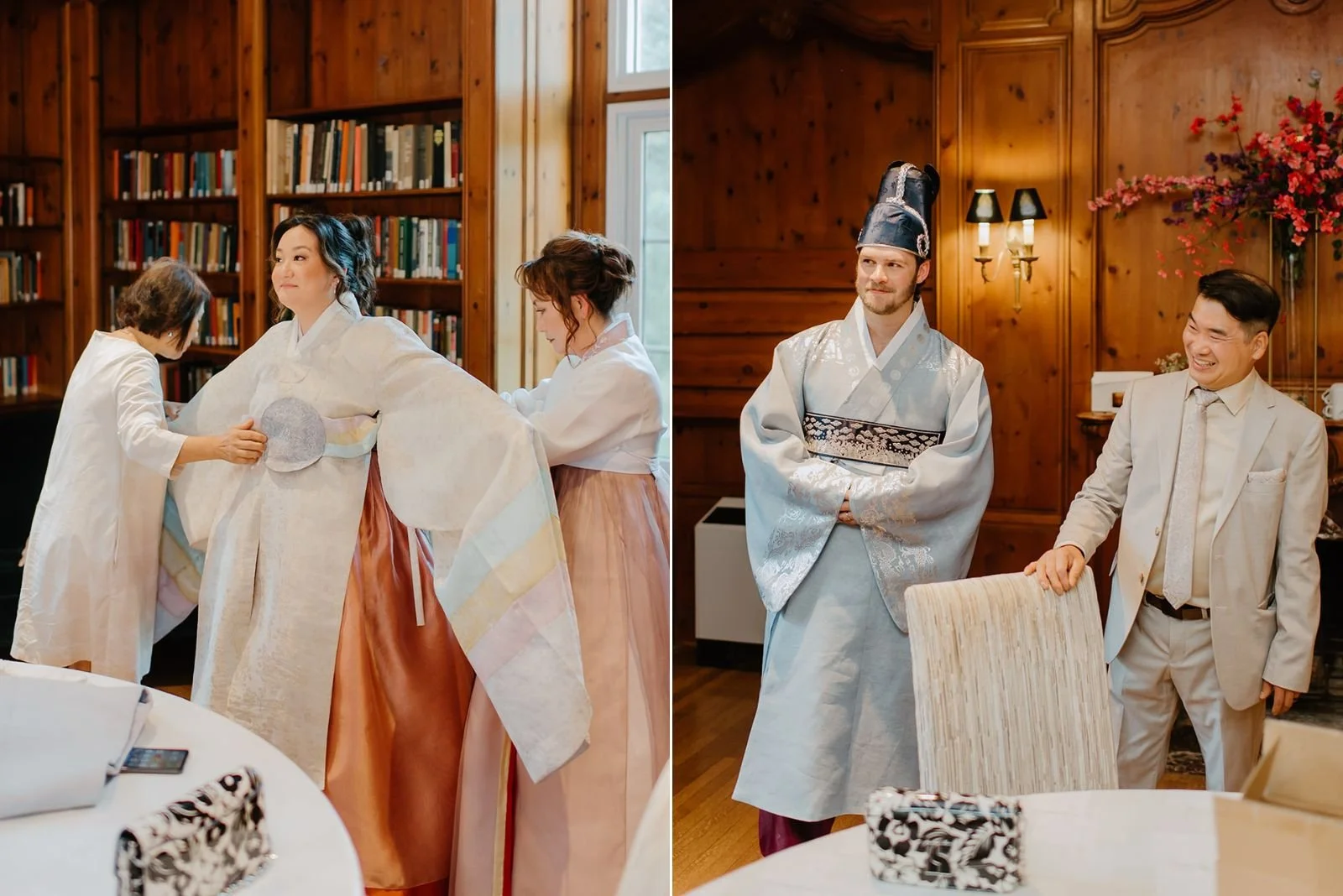 Eaton Hall Wedding in King City | Benita + Allen – Transition to the traditional Korean wedding ceremony with vibrant attire.