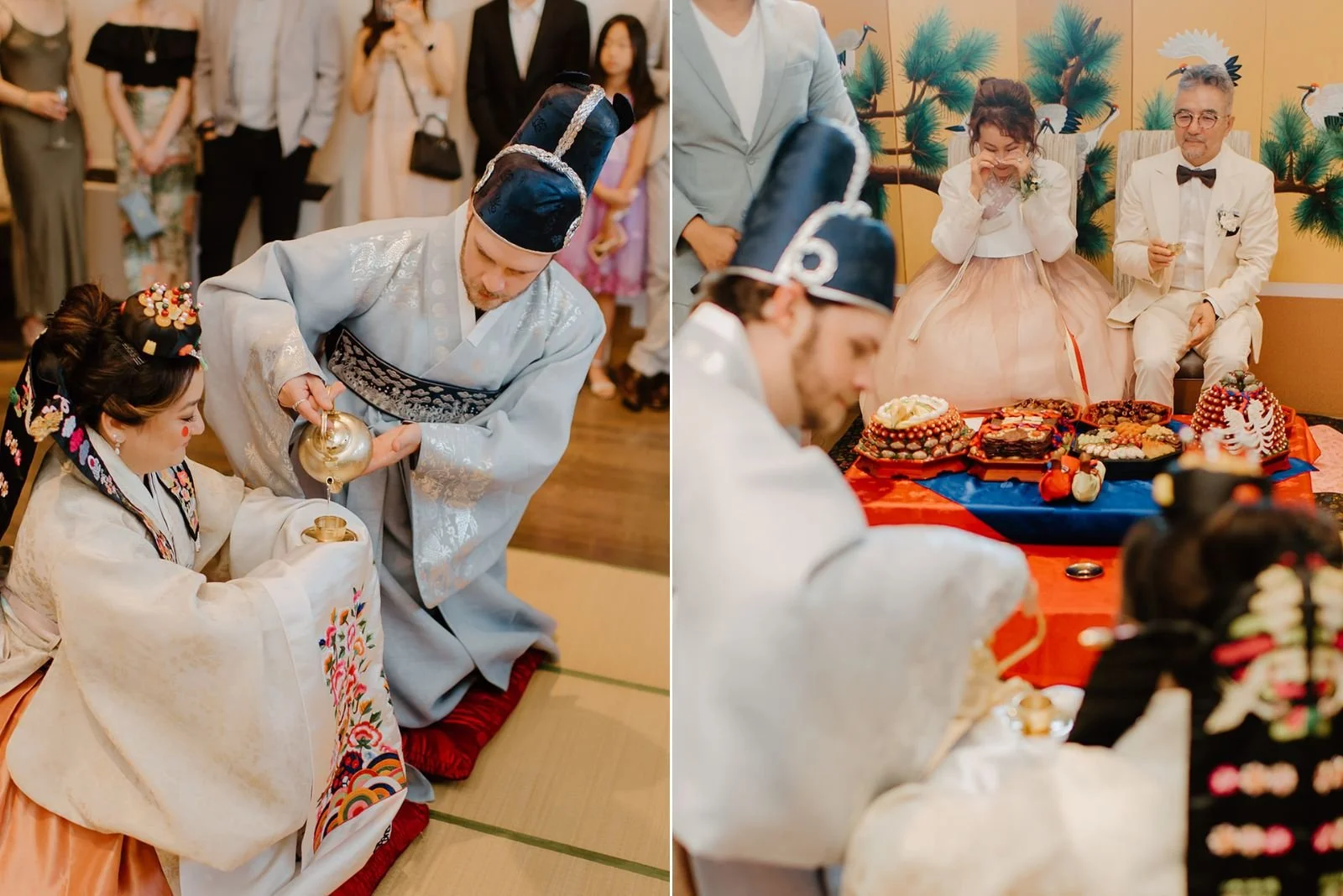 Eaton Hall Wedding in King City | Benita + Allen – Parents of the bride and groom participating in the Korean tea ceremony.