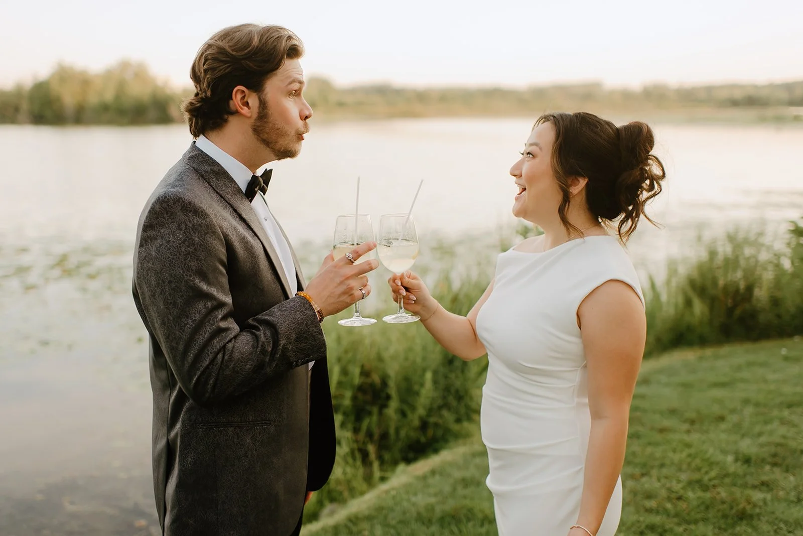 Eaton Hall Wedding in King City | Benita + Allen – Sunset reflections in the water behind the Eaton Hall estate.
