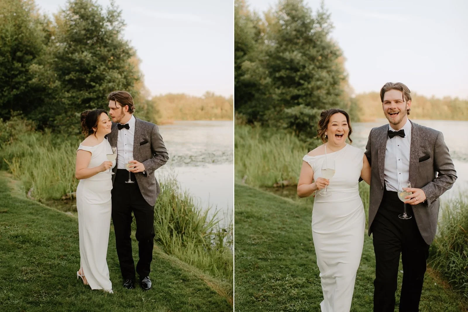 Eaton Hall Wedding in King City | Benita + Allen – Benita and Allen walking through a path of greenery hand-in-hand.