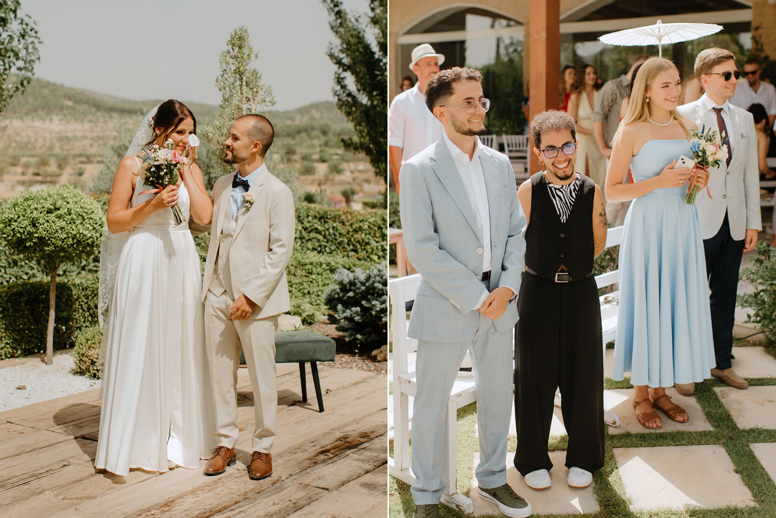 Castell de Barxell Wedding | A Romantic Spanish Countryside Celebration with Zuzanna + Raul – The couple during their outdoor wedding ceremony.