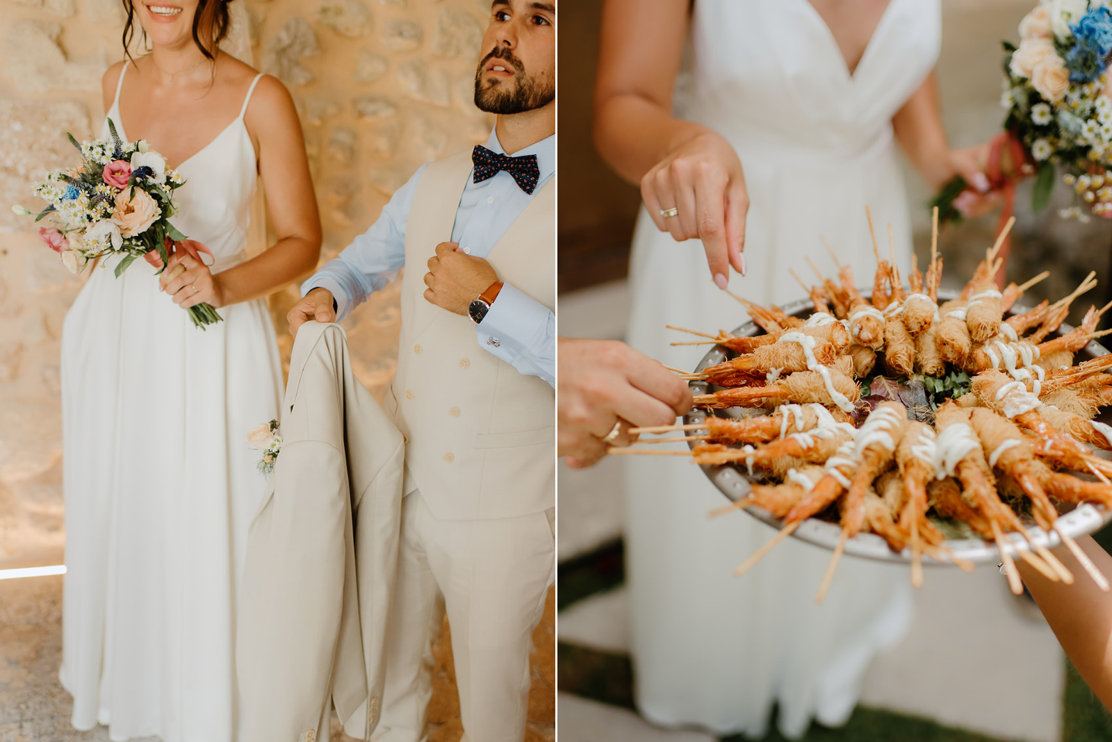 Castell de Barxell Wedding | A Romantic Spanish Countryside Celebration with Zuzanna + Raul – The cocktail hour setup featuring Spanish tapas and wine.