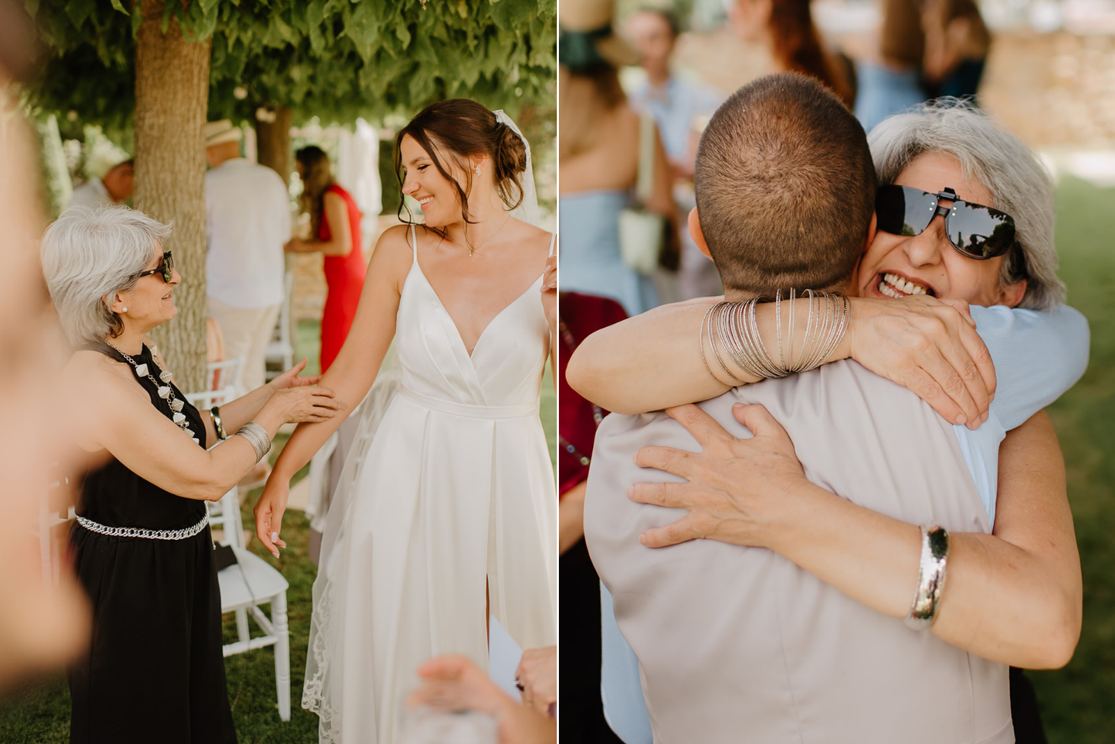 Castell de Barxell Wedding | A Romantic Spanish Countryside Celebration with Zuzanna + Raul – Documentary style shot of the couple hugging their family.