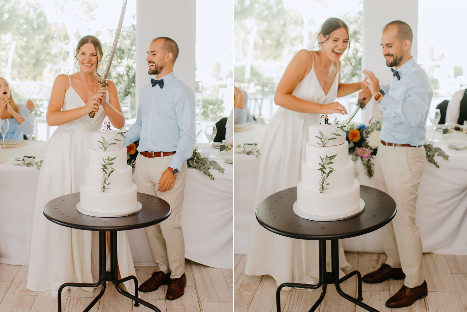 Castell de Barxell Wedding | A Romantic Spanish Countryside Celebration with Zuzanna + Raul – Zuzanna and Raul cutting their wedding cake.
