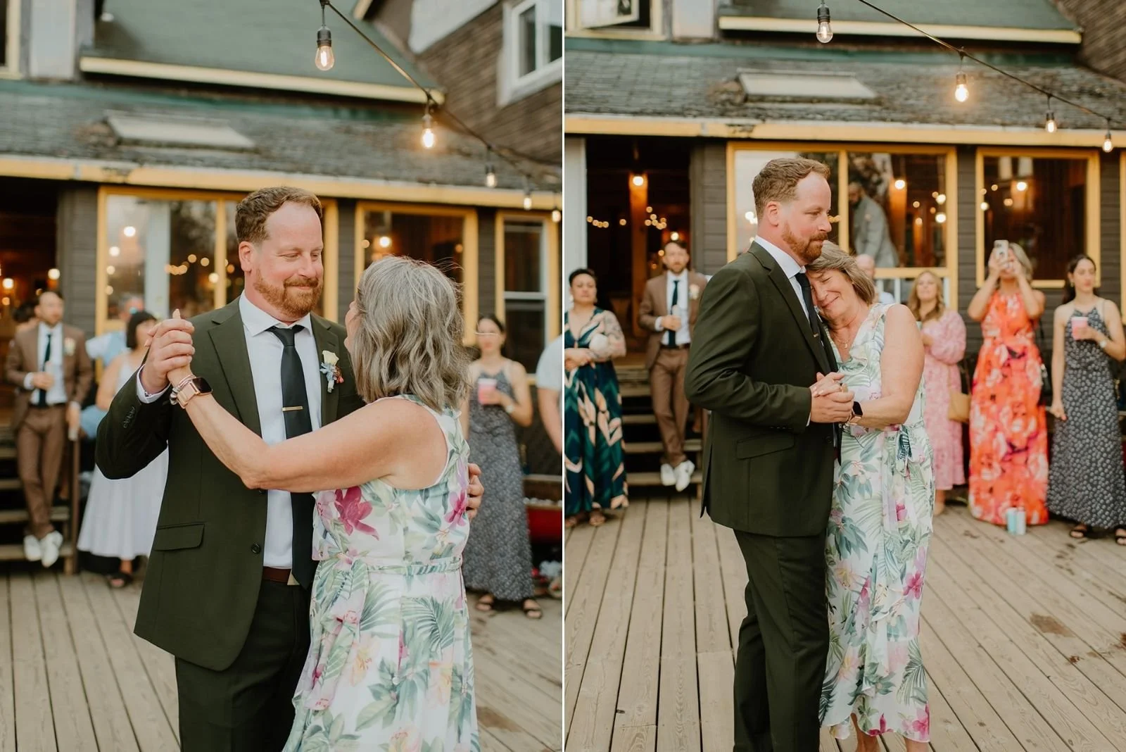 Camp Eden Woods Wedding in Ontario | Amy + Rory – Rory dancing with his mother during the outdoor reception at Camp Eden Woods.