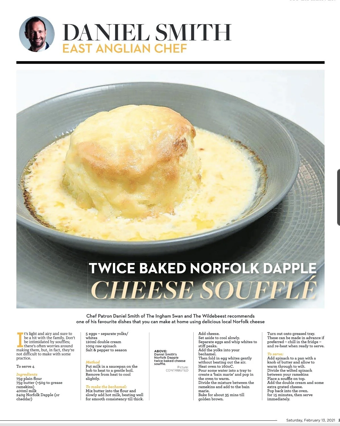 Twice Baked Norfolk Dapple Cheese Souffle Recipe