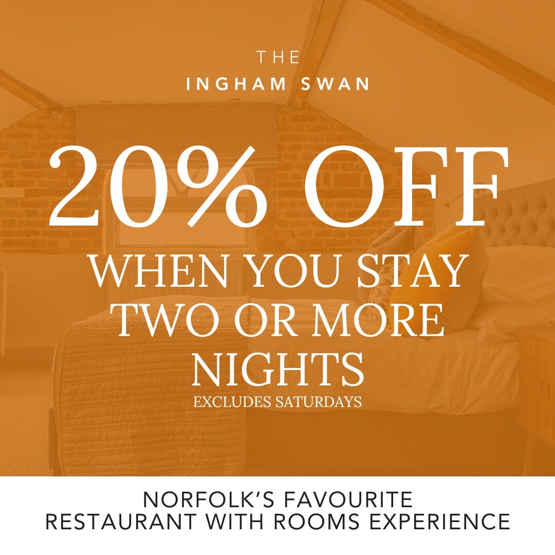 🛌 When one night is not enough&hellip;

Enjoy a 20% discount when you stay for 2 nights or more. Excludes Saturday night stays. Available on our Bed &amp; Breakfast and Room Only rates until the end of July. Discount applied at checkout. Check your 