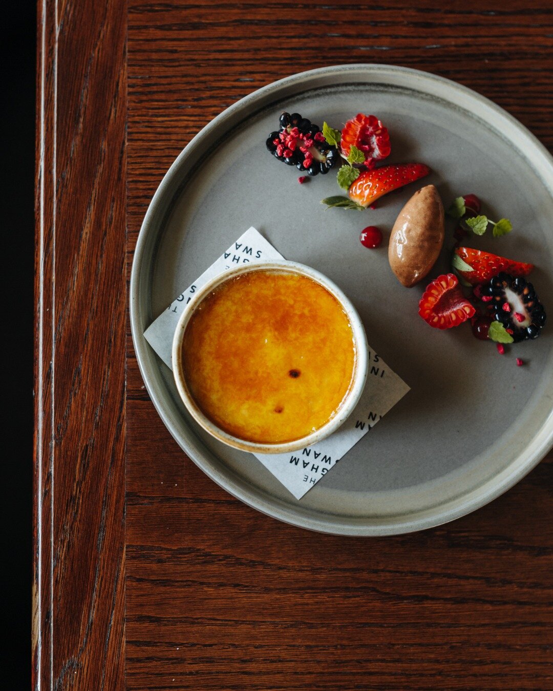 Make room for dessert...

// Vanilla Cr&egrave;me Br&ucirc;l&eacute;e, Berries &amp; Dark Chocolate Mousse //