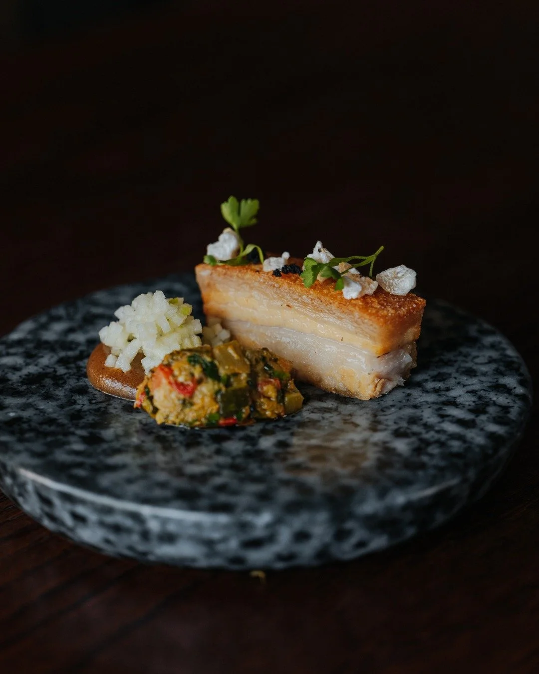 Belly Pork, Burnt Apple Pur&eacute;e, Ratatouille

Our dishes reflect the seasons using the best of what we can buy #relaxedfinedining #michelinrecommended 

www.theinghamswan.co.uk