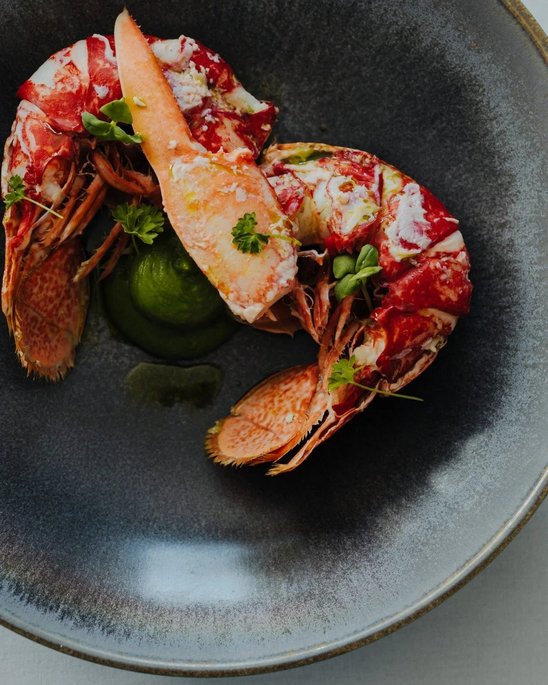 Garlic Baked Lobster, Broccoli Pur&eacute;e, Compte Custard

Letting the flavours sing on the plate. 

www.theinghamswan.co.uk/ourmenus