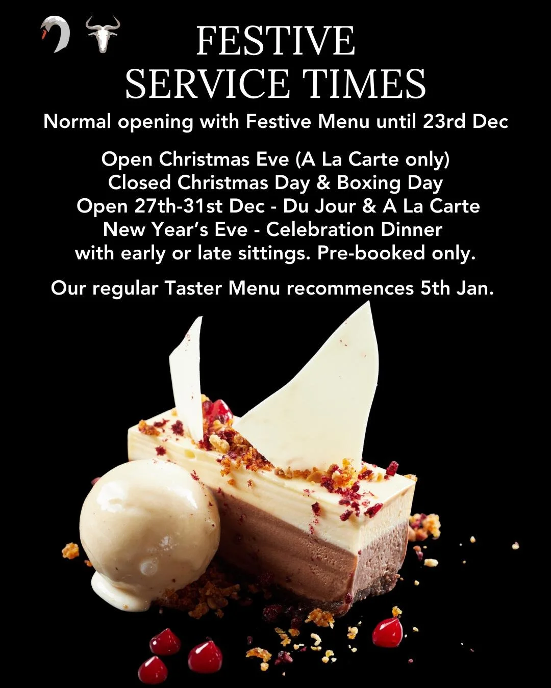 Christmas to New Year... we look forward to welcoming you to The Ingham Swan this festive period. Here's a reminder of our service times.

www.theinghamswan.co.uk