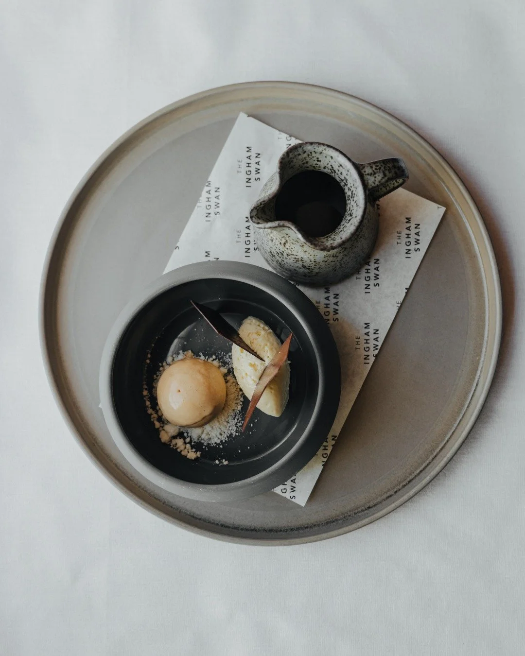 For coffee lovers...

Affogato | Madagascan Vanilla Ice Cream, Dark Chocolate Cr&eacute;meux, Dark Chocolate Shards, Espresso

www.theinghamswan.co.uk