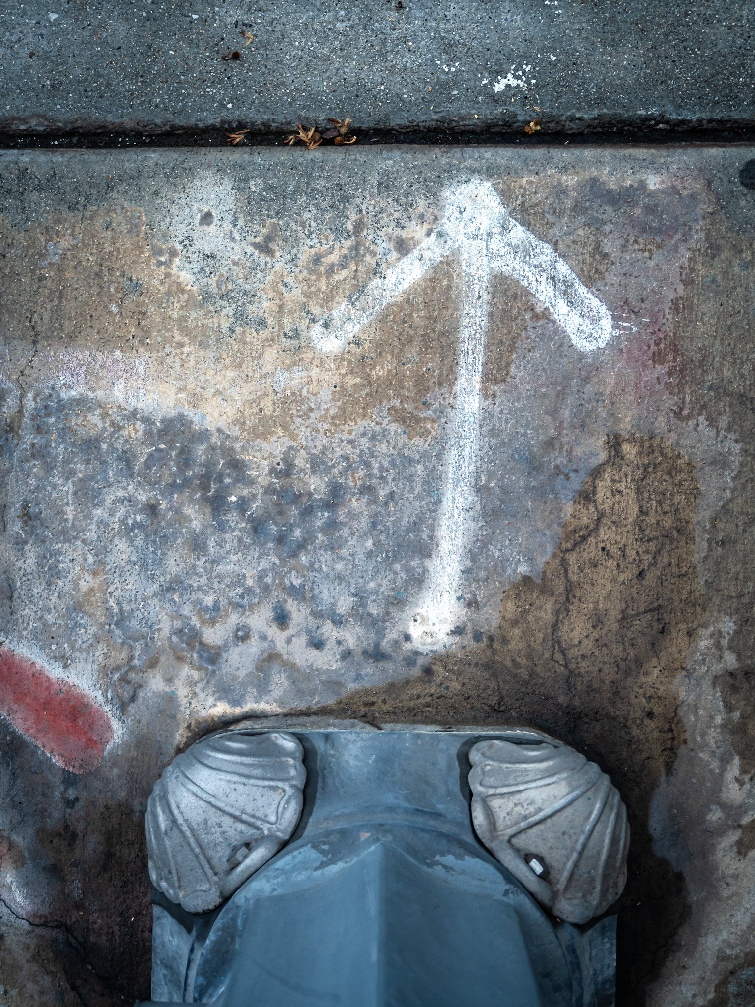 Untitled Study with Lamppost and Sidewalk Markings