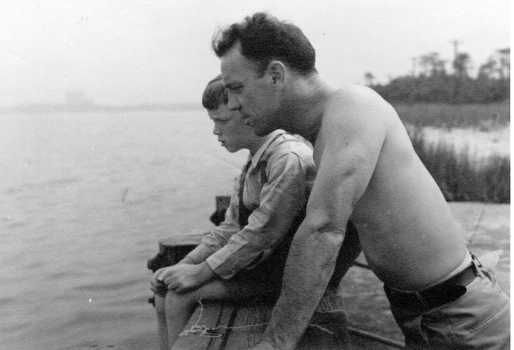 With my favorite Uncle Russ. Crabbing together in Shark River Inlet, on the NJ shore.