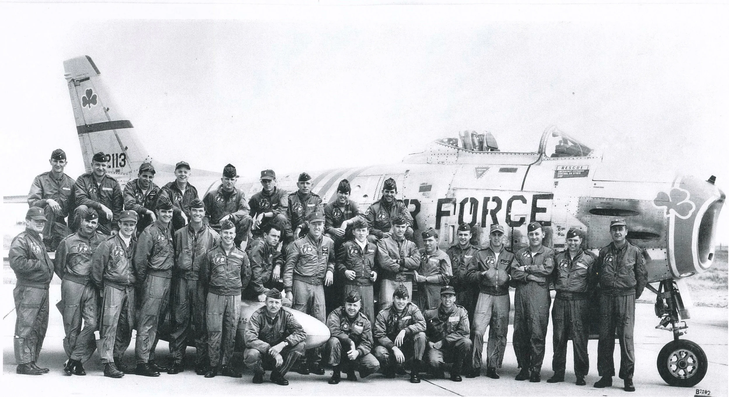 Here's a pic of my old 101 Tac Fighter Squadron from the Mass Air Guard back in 1961-2. We were activated by Pres JFK when Mr. K put up the Berlin Wall... and deployed to Phalsbourg Air Base in eastern France. Our F-86H (best fighter plane... ever!)