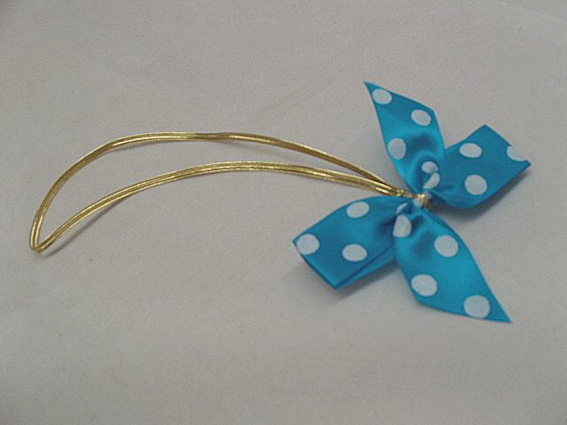 kingfisher blue wht dot stretch loop bow.JPG