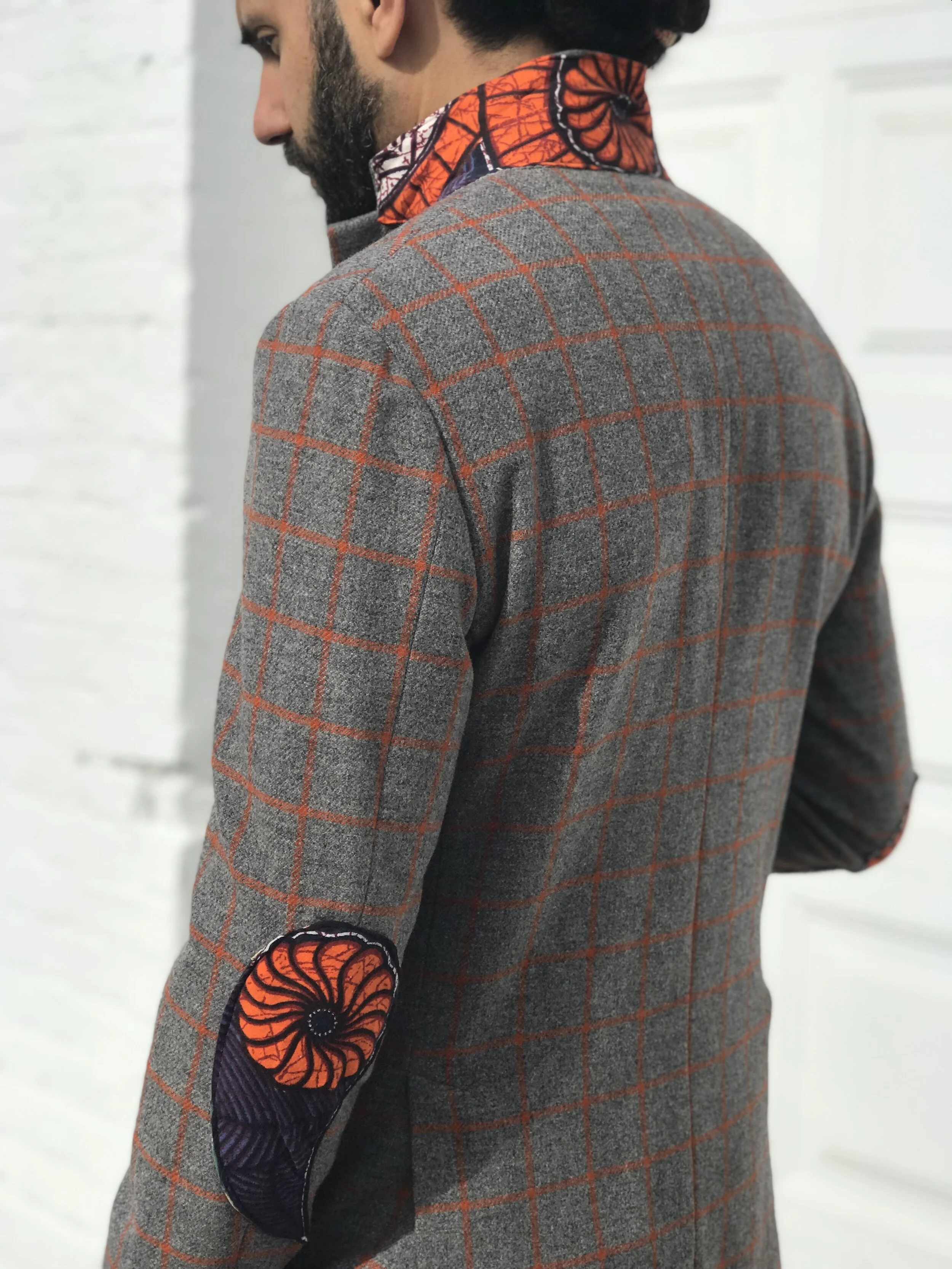 DapperLoveSoul upcycled blazer with custom collar and elbow patches