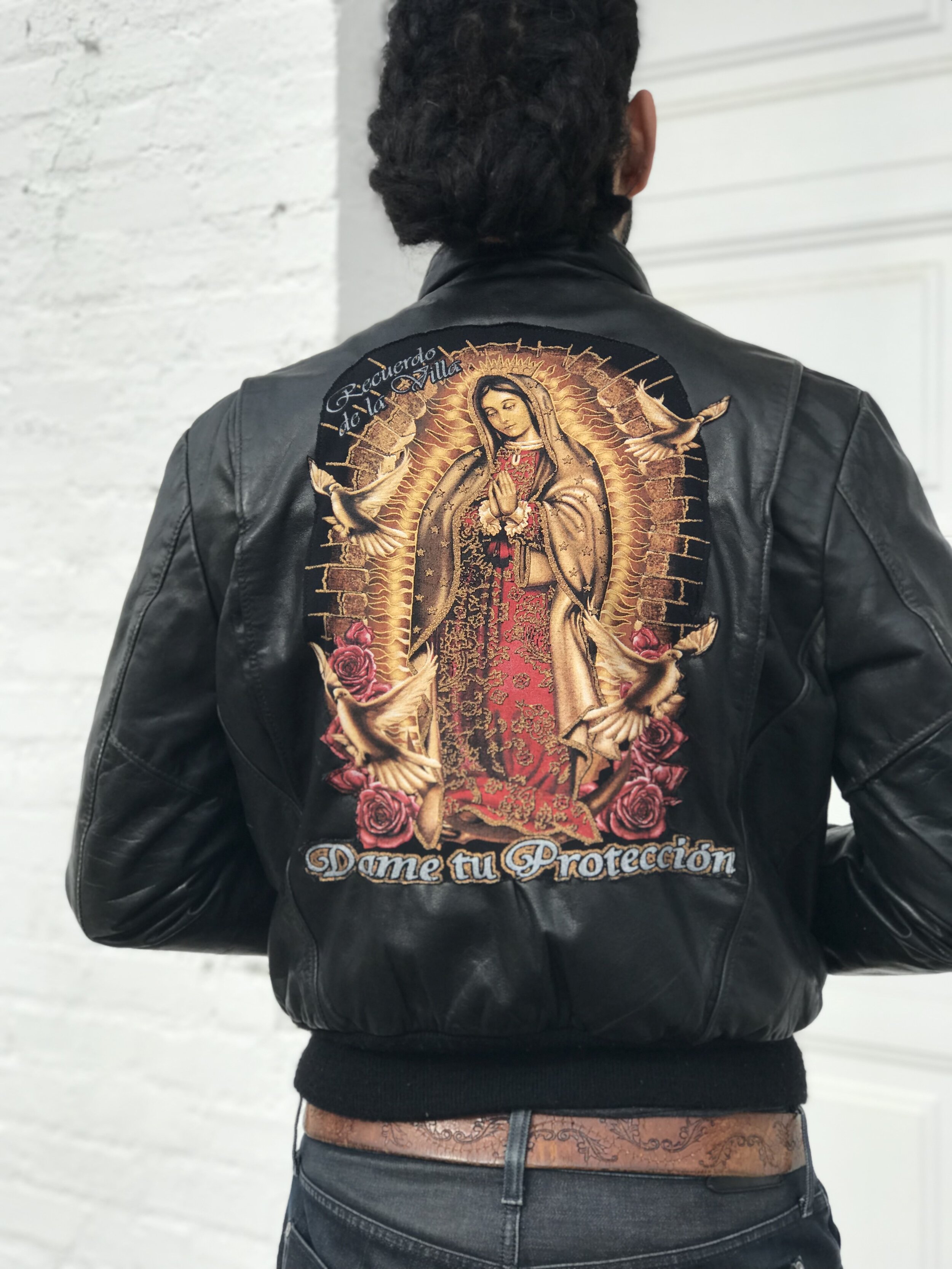 DapperLoveSoul upcycled leather bomber jacket