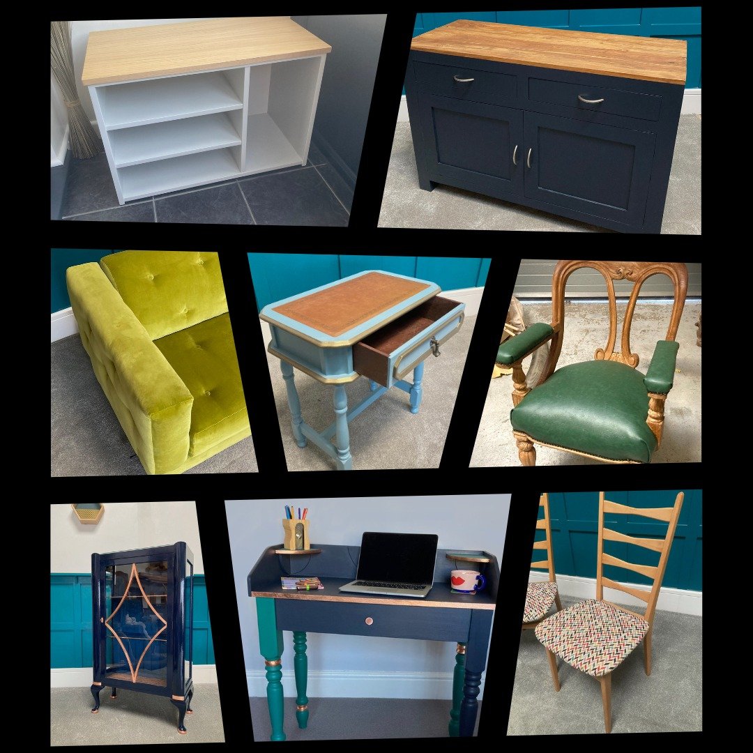 Do you have furniture that needs some TLC?

Have you been looking for that perfect piece that doesn't exist in a shape or size to fit your home?

These are some of the different types of furniture projects I can help with:
✅ Reupholstering dining cha
