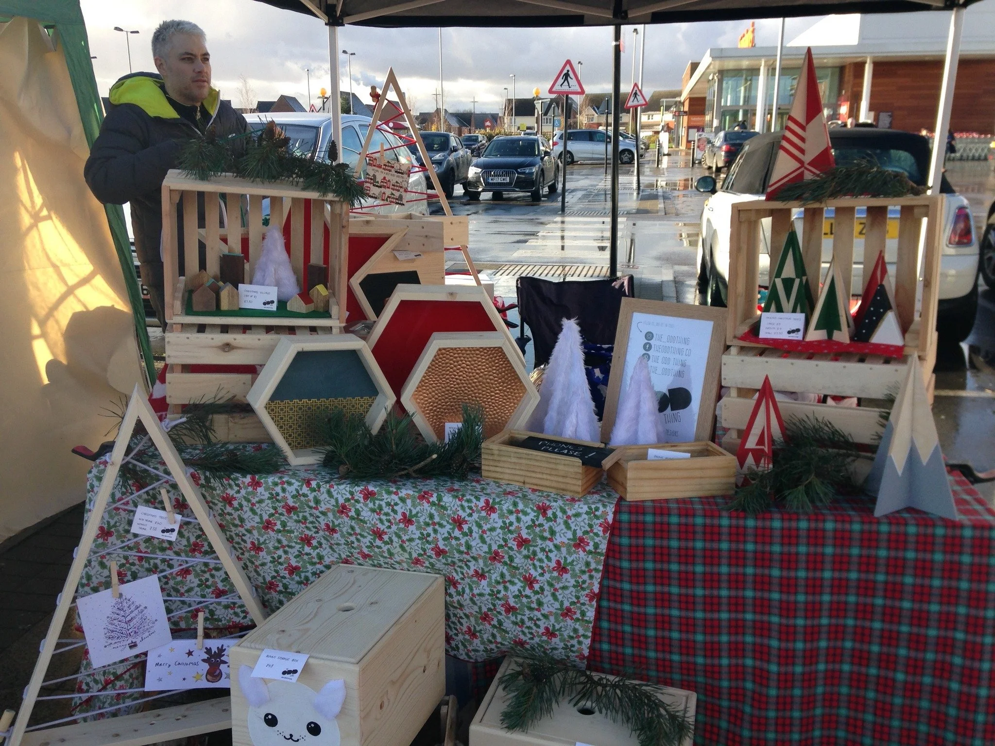 This is where The Odd Thing officially started - 8 years ago this week.

A Christmas market on an icy cold, wet and windy Saturday. I took a stall to test the water (literally - there were no sides on our gazebo!) and see if there was an appetite for