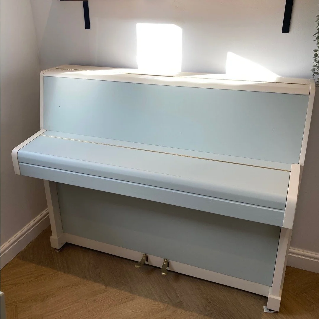An upright piano acquired from family - you love it but it just doesn't fit with your decor.

This lovely client wanted to achieve a lighter finish on their beloved piano. I provided colour options, but the client had a clear idea of their vision and