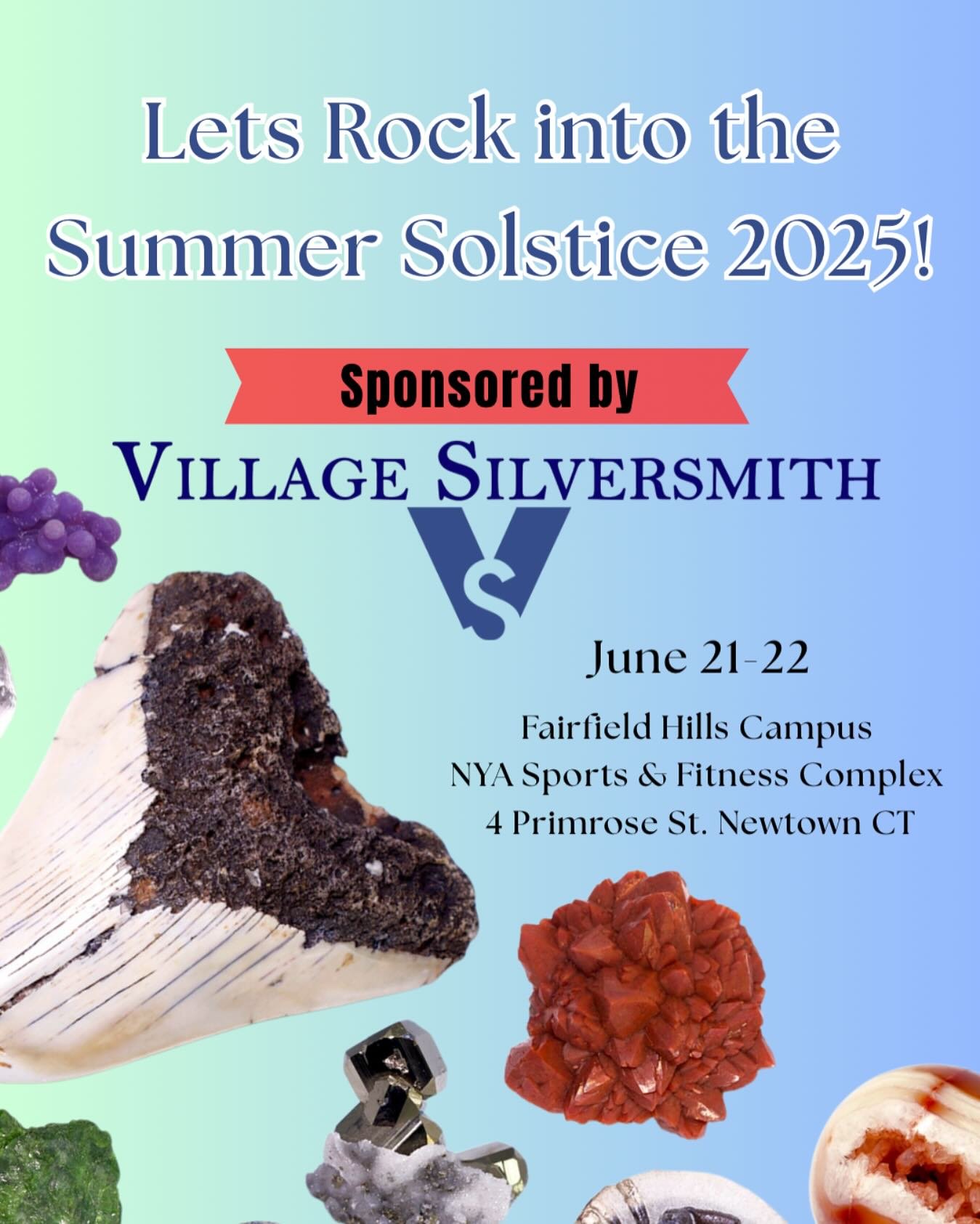 ☀️ Summer Solstice 2025 Gem &amp; Mineral Show ☀️
Presented by the East Coast Gem &amp; Mineral Society

Join us for a vibrant weekend celebrating the beauty of the earth! Explore a wide variety of gems, jewelry, lapidary art, fossils, minerals, and 