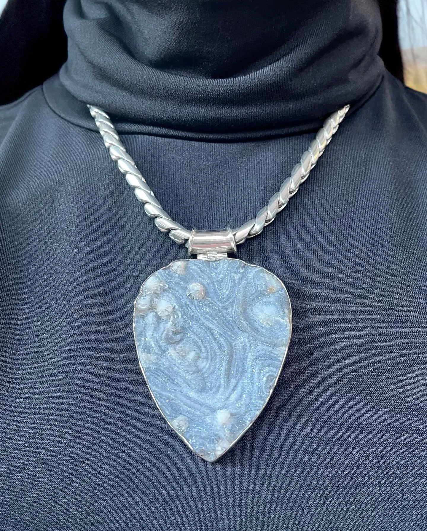 Not a slushy puddle, but a frozen one ❄️ 

Druzy is made up of thousands of tiny crystals that form naturally on the surface of the stone over time ✨ You don&rsquo;t HAVE to pick your jewelry to fit the season, but if you did&hellip;. this would defi