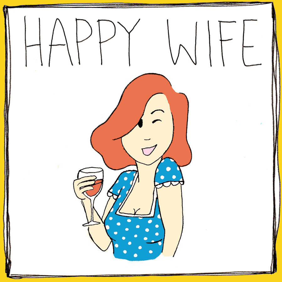 Rose Label: Redhead with rose wine glass