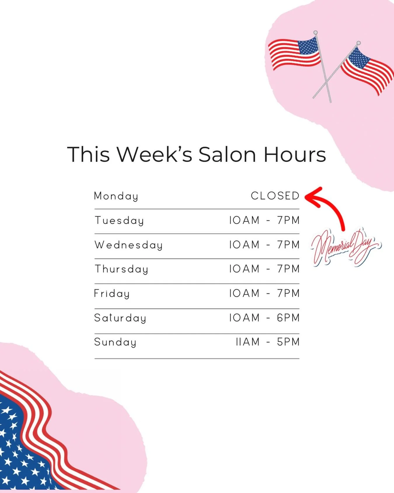 We are closed today for Memorial Day! Back open tomorrow at 10am!