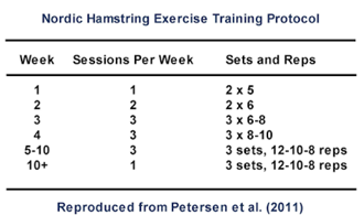 Nordic Hamstring Exercise Training Protocol Table