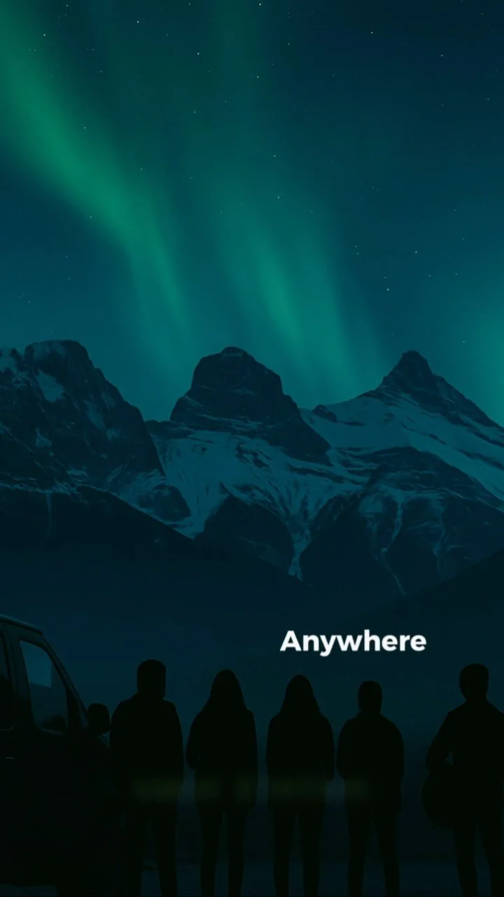 Where do you go from here?
Anywhere.
Maybe one day the band takes different roads.
Maybe the van gets parked for good, and the late-night load-ins become memories.
But right now—this moment under dancing northern lights, this stretch of road d