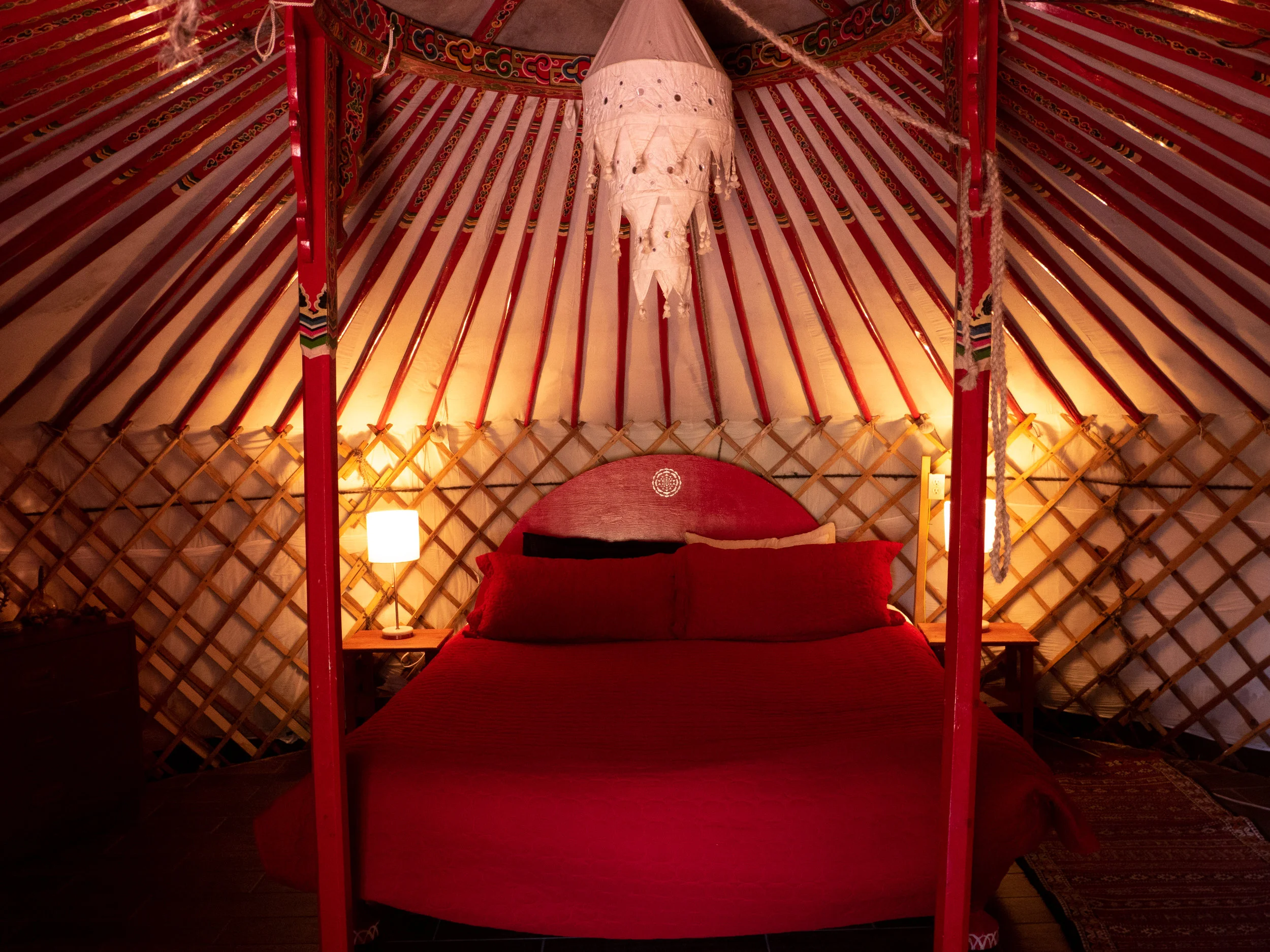 Sleep easy in the custom King size bed with all-organic bedding. The Siddhashram sleeps two comfortably.